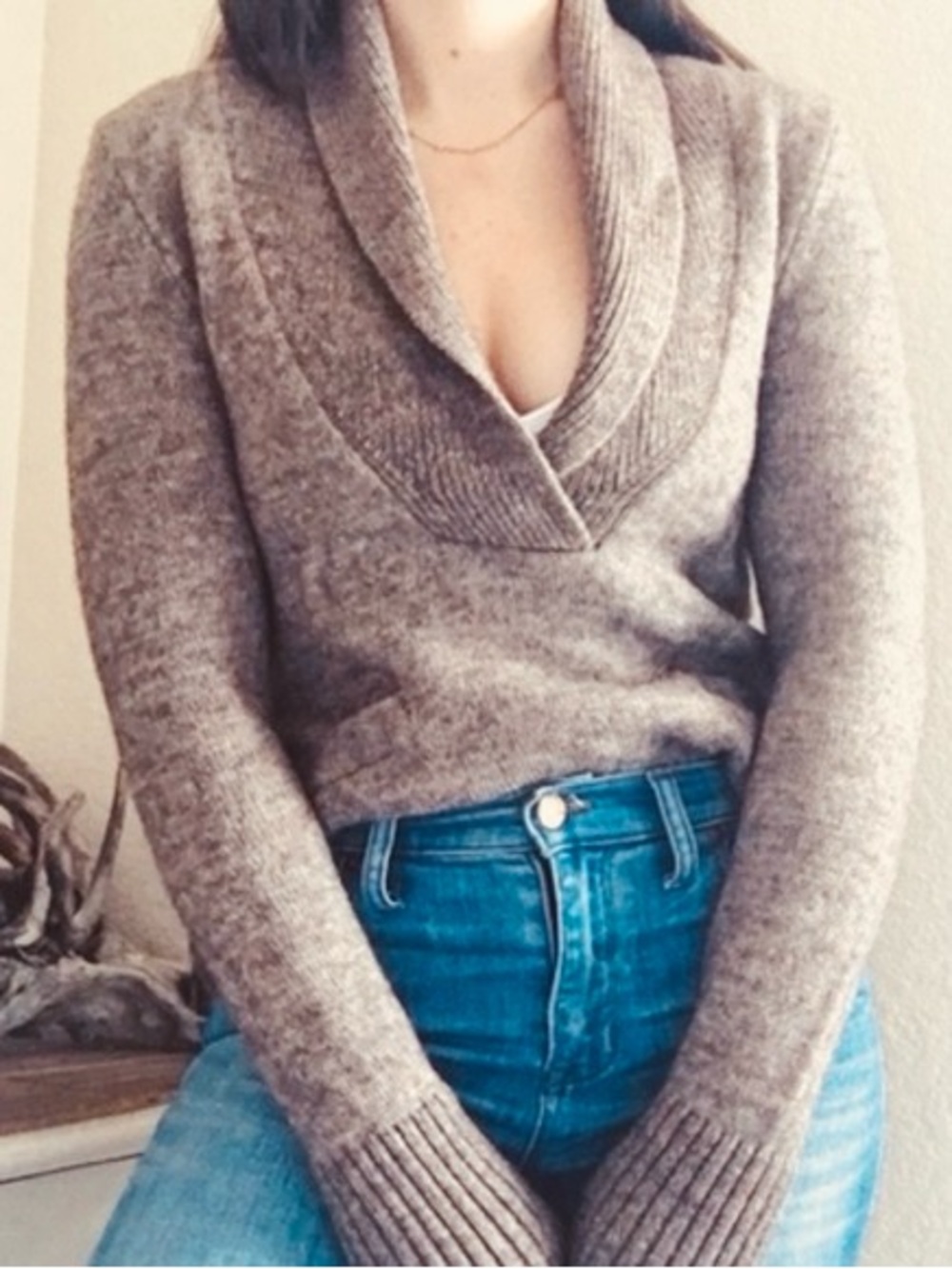 J. Crew Alpaca/Wool Shawl Collar Women's Sweater Size Small